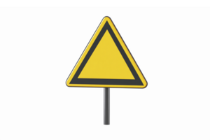 Yellow Warning Sign Triangle Minimalist Illustration with Transparent Background png