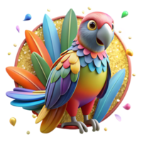 dramatic artistic Realistic Parrot Colorful Plumage Isolated high resolution png