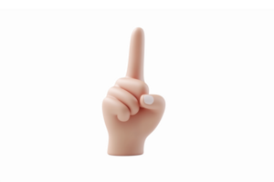 Stylized Hand Gesture Showing Number One Finger with Realistic 3D Design and Transparent Background png
