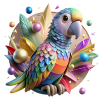elegant vintage Realistic Parrot Colorful Plumage Isolated high resolution png