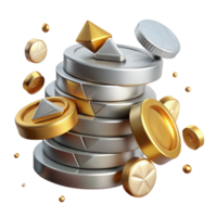 wonderful creative Realistic Stack of Coins Silver and Gold Isolated png