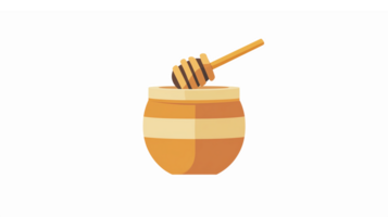 Honey Jar with Dipper in Flat Style on Transparent Background png