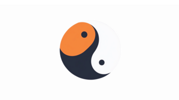 Yin Yang Symbol with Orange and Black Elements on Transparent Background for Balance and Harmony png
