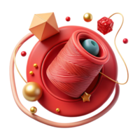 serene classic Red Thread Top View Isolated high quality png