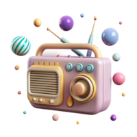 stunning creative Retro Radio Front View with Knobs Isolated png