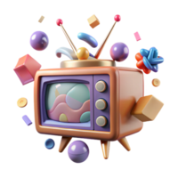 dramatic abstract Retro Television Set with Antenna Transparent Background original png