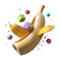 elegant modern Ripe Banana Peel Partially Open Isolated png