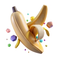 vibrant minimalist Ripe Banana Peel Partially Open Isolated original png