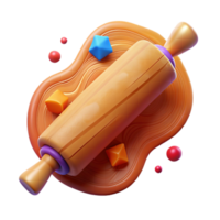 vibrant traditional Rolling Pin Angled View Wooden Texture Isolated premium png