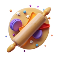 elegant creative Rolling Pin Top View Isolated detailed png