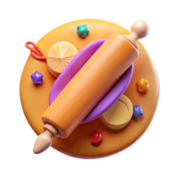 serene minimalist Rolling Pin Top View Isolated exclusive png