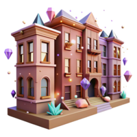 serene abstract Row of Brownstone Buildings with Stoops Cutout Element original png