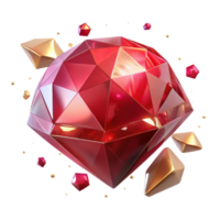 impressive rustic Ruby Red Gemstone Facets Isolated with Transparent Background and Sparkling Brilliance original png