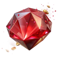 magnificent vintage Ruby Red Gemstone Facets Isolated with Transparent Background and Sparkling Brilliance authentic png