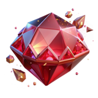 elegant rustic Ruby Red Gemstone Facets Isolated with Transparent Background and Sparkling Brilliance detailed png