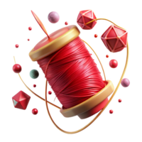 beautiful modern Ruby Red Thread Isolated with Intense Color original png