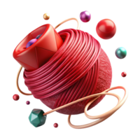 dramatic modern Ruby Red Thread Isolated with Intense Color png