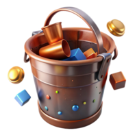 dramatic classic Rusty Metal Bucket with Handle Cutout Transparent Background png