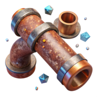 impressive artistic Rusty Metal Pipe with Corrosion Isolated on Transparent Background high resolution png