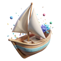 magnificent classic Sailboat Sailing in Strong Wind Isolated authentic png