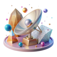 impressive modern Satellite Communication Dish Transparent Background with Signal Beams png
