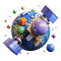 serene minimalist Satellite Orbiting Earth Isolated exclusive png
