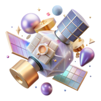 vibrant rustic Satellite Transparent Background with Solar Panels authentic png
