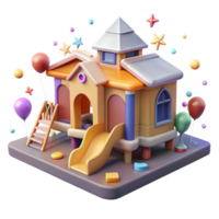 stunning abstract School Building Isolated with Playground high resolution png