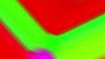 A bold gradient background with vertical wave-like patterns transitioning from vibrant red to green, with hints of purple at the edges, creating a dynamic effect. The design is abstract and modern video