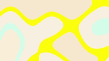 A bold pattern of yellow wavy lines creating irregular shapes on a beige background, with a single light blue shape as an accent. The design is abstract and modern, making it ideal for digital media video