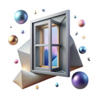vibrant creative Shadow of Window Frame with Geometric Design Isolated png