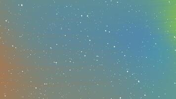 A serene gradient backdrop with a radial pattern, transitioning from warm brown to cool teal and green tones, speckled with small white dots resembling stars. The design has a cosmic feel video