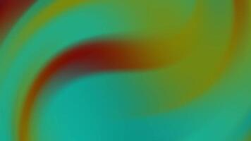 A vibrant, swirling gradient pattern with wave-like shapes transitioning from teal to red, with hints of yellow, creating a fluid texture. The design is abstract and dynamic video