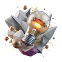 elegant rustic Shattered Lightbulb with Filament Cutout high resolution png