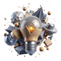 dramatic abstract Shattered Lightbulb with Filament Cutout professional png