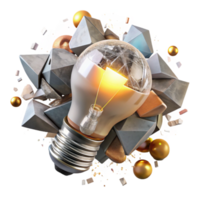 stunning minimalist Shattered Lightbulb with Filament Cutout png