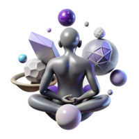 serene creative Silhouette of a Person Meditating in a Parallel Universe Cutout high resolution png