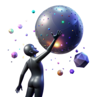 serene artistic Silhouette of a Person Meditating in a Parallel Universe Cutout authentic png