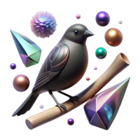 beautiful rustic Silhouette of Bird on Branch Cutout Transparent Background high resolution png