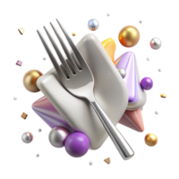 dramatic rustic Silver Fork Cutout on Transparent Background high resolution png