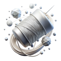 impressive creative Silver White Thread Isolated with Shimmering Effect detailed png