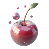 impressive creative Single Cherry with Stem Cutout on Transparent Background professional png