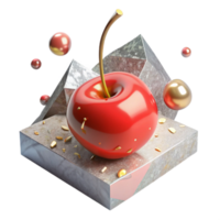 impressive rustic Single Cherry Red Stem Attached Isolated on Transparent Background high resolution png