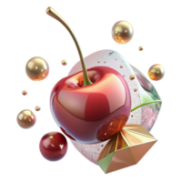 impressive contemporary Single Cherry with Stem Cutout on Transparent Background authentic png