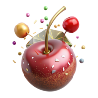 vibrant traditional Single Cherry with Stem Cutout on Transparent Background high quality png