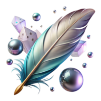 vibrant abstract Single Feather Floating Cutout Transparent Background high resolution png