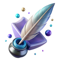 serene traditional Single Feather Quill Ink Tip Isolated authentic png