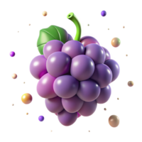 vibrant classic Single Grape Cutout with Stem Transparent Background authentic png