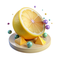 wonderful abstract Single Lemon Slice Cutout with Transparent Background premium png