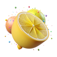 impressive artistic Single Lemon Slice Cutout with Transparent Background exclusive png